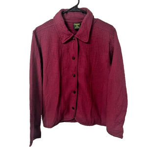 Cabela’s Women’s Textured Button Front Jacket Burgundy Casual Cotton Size M